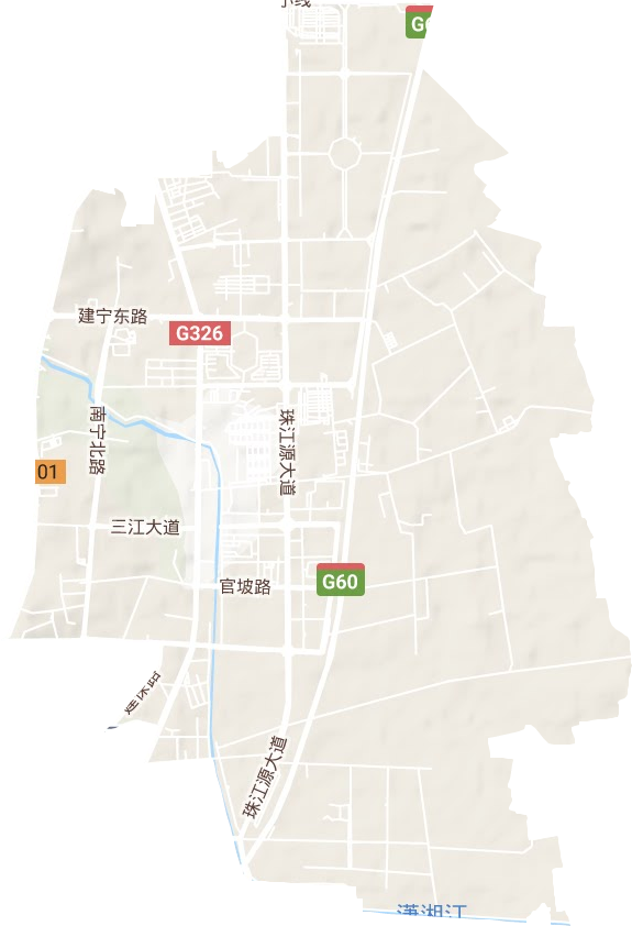白石江街道地形地图