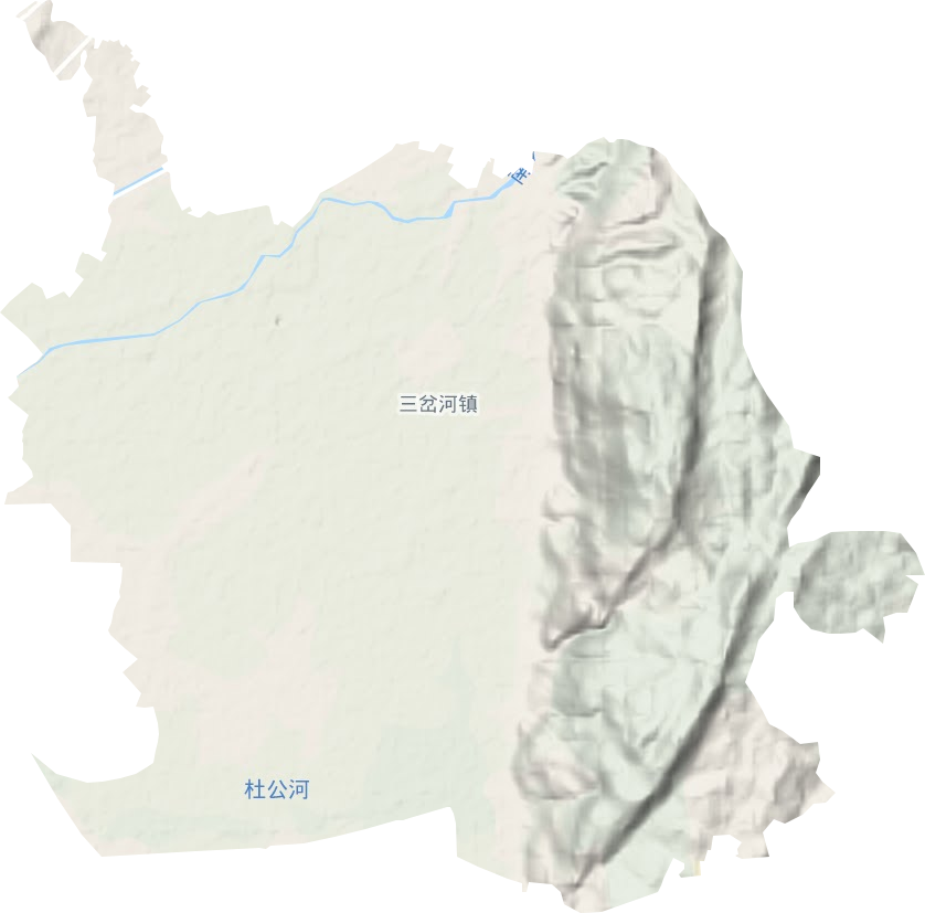 三岔河镇地形地图
