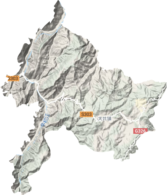 大井镇地形地图