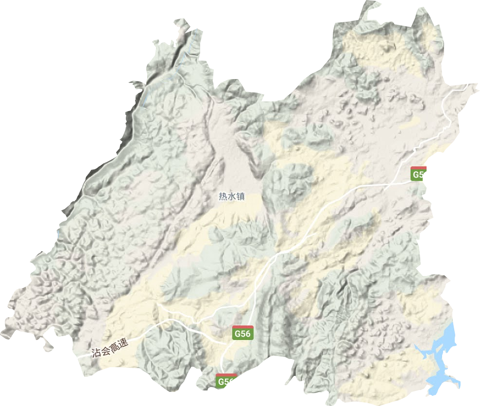 热水镇地形地图