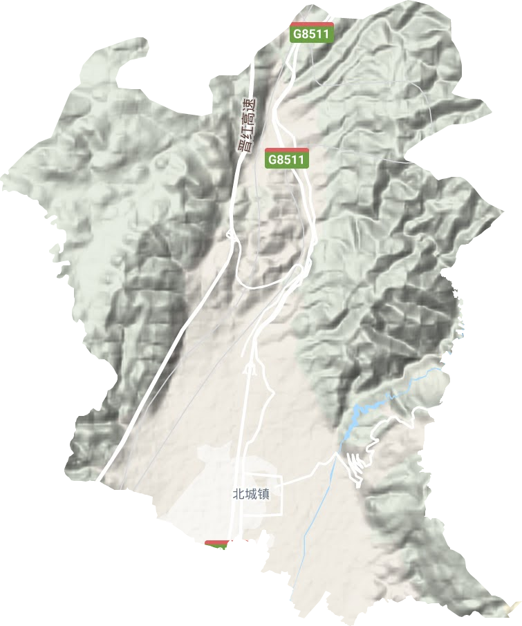 北城街道地形地图