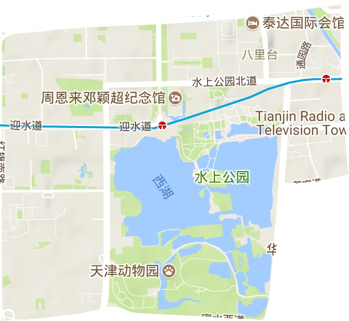 水上公园街道地形地图