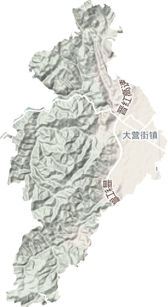 大营街街道地形地图