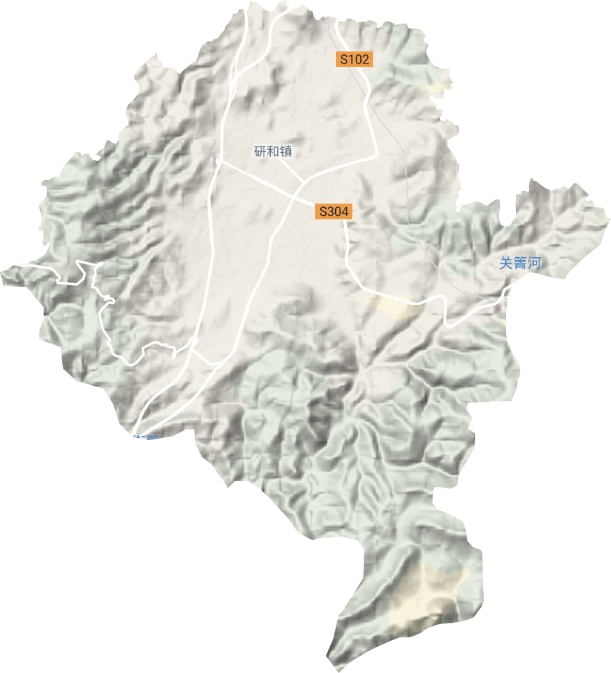 研和街道地形地图