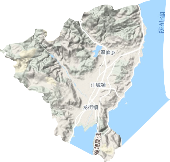 江城镇地形地图
