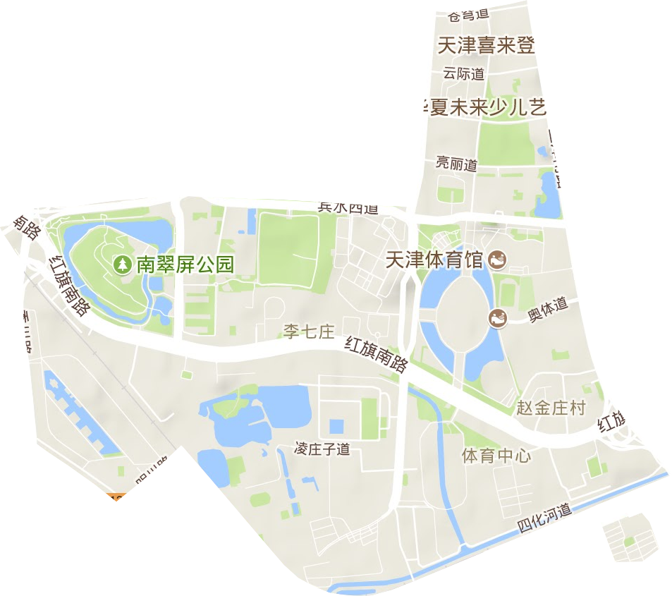 体育中心街道地形地图