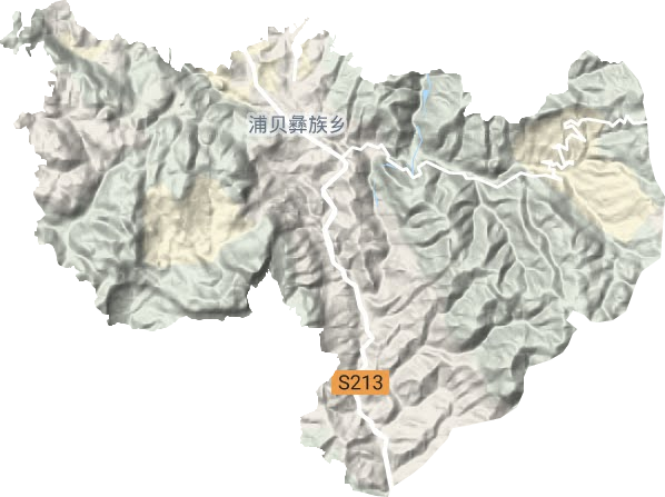 浦贝彝族乡地形地图