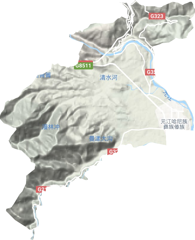 红河街道地形地图