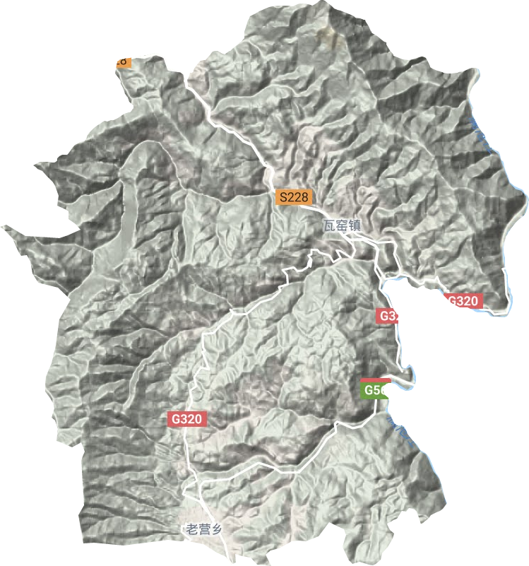 瓦窑镇地形地图