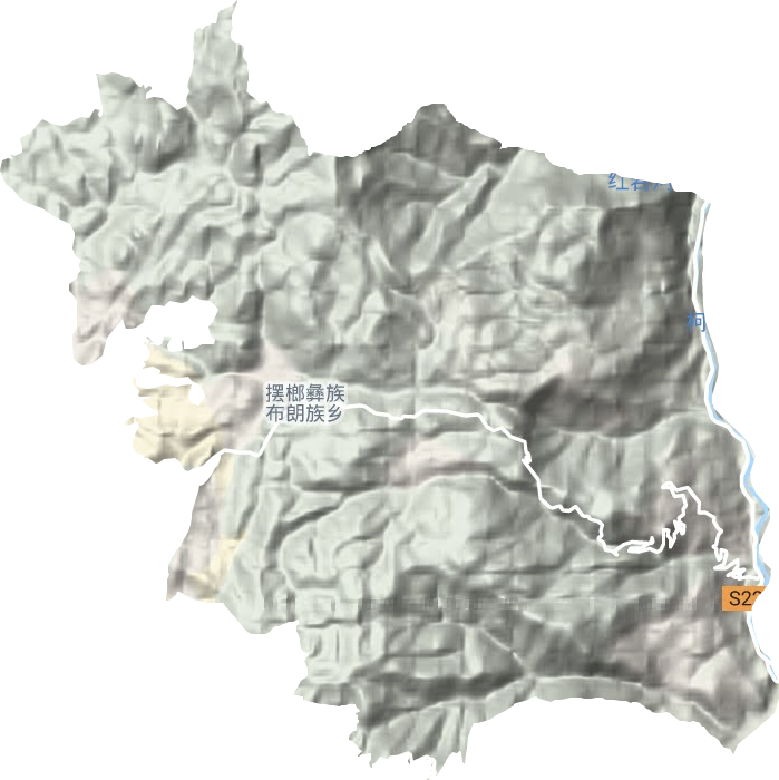 摆榔彝族布朗族乡地形地图
