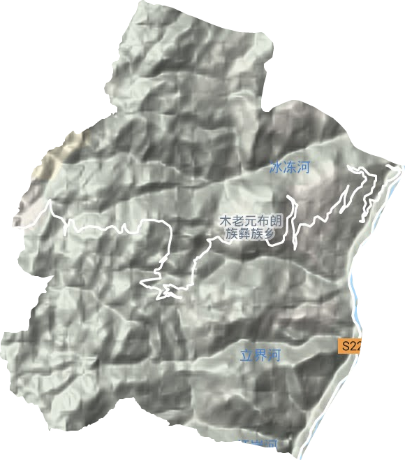 木老元布朗族彝族乡地形地图