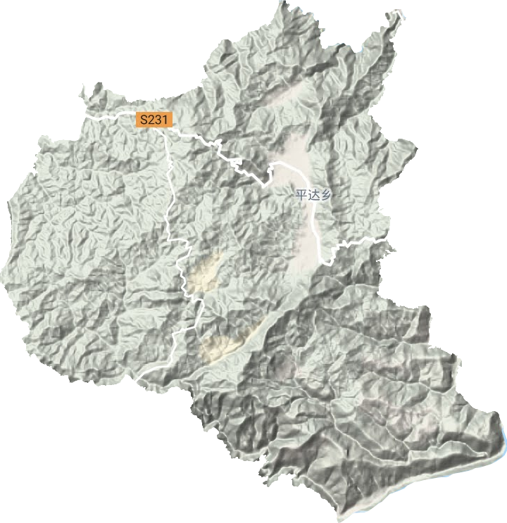 平达乡地形地图