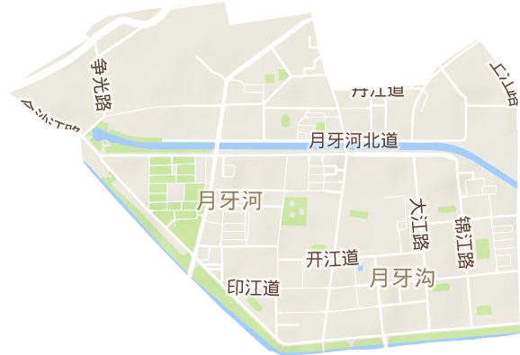 月牙河街道地形地图