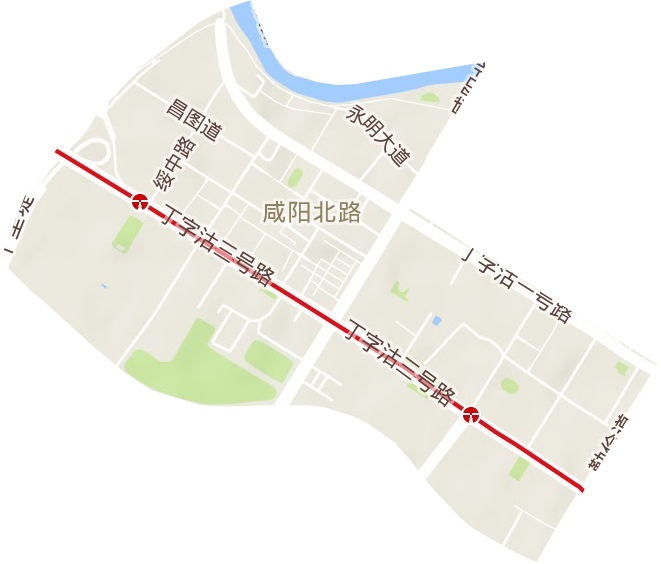 咸阳北路街道地形地图