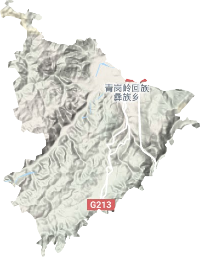 青岗岭回族彝族乡地形地图