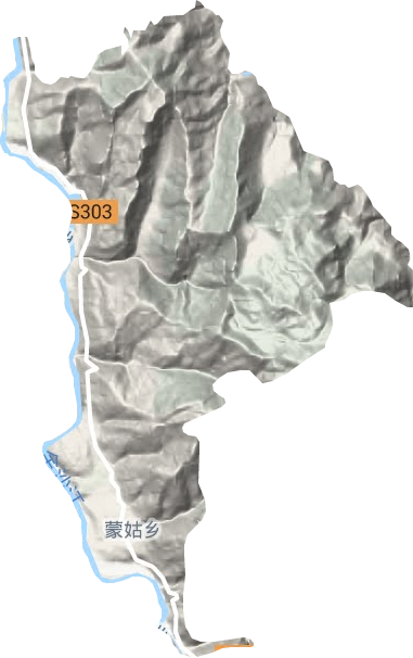 蒙姑镇地形地图