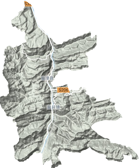 盐井镇地形地图