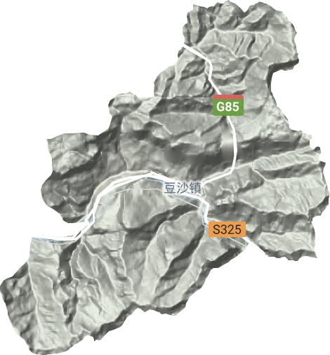 豆沙镇地形地图