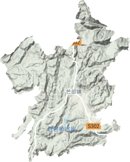 芒部镇地形地图