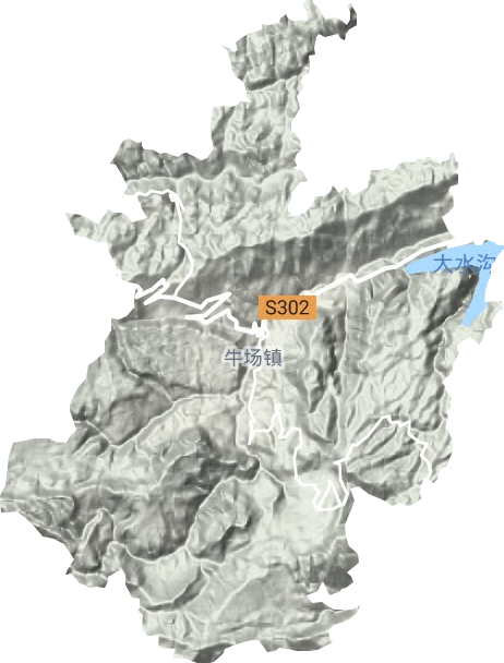 牛场镇地形地图