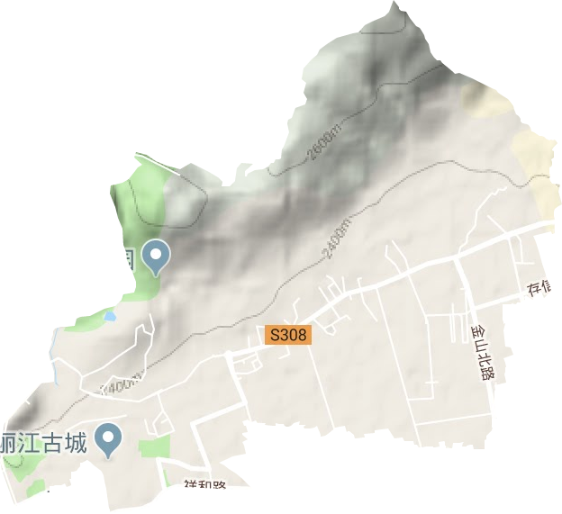 大研街道地形地图