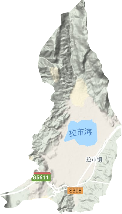 拉市镇地形地图