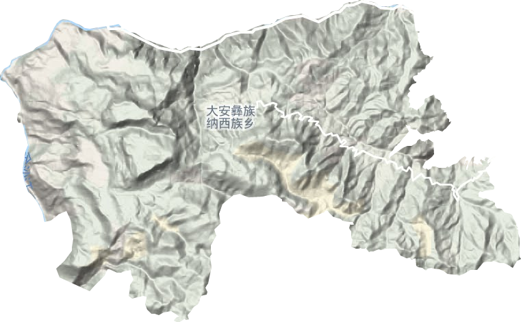 大安彝族纳西族乡地形地图