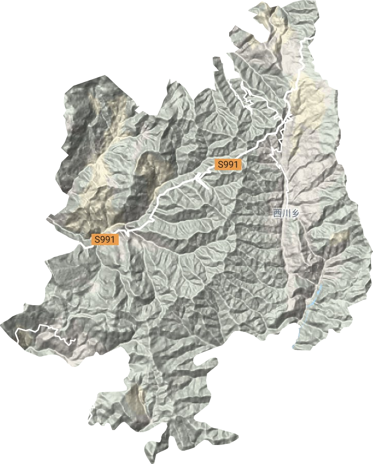 西川乡地形地图