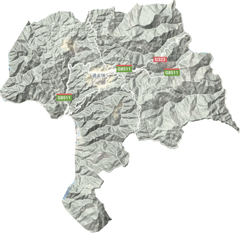 通关镇地形地图