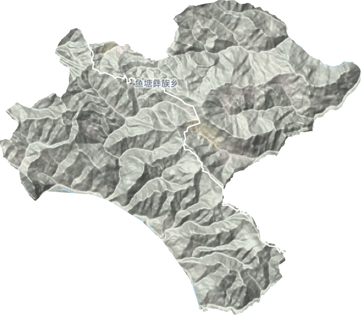 鱼塘镇地形地图