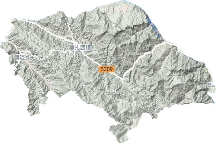 糯扎渡镇地形地图