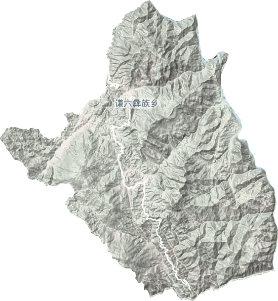 谦六彝族乡地形地图