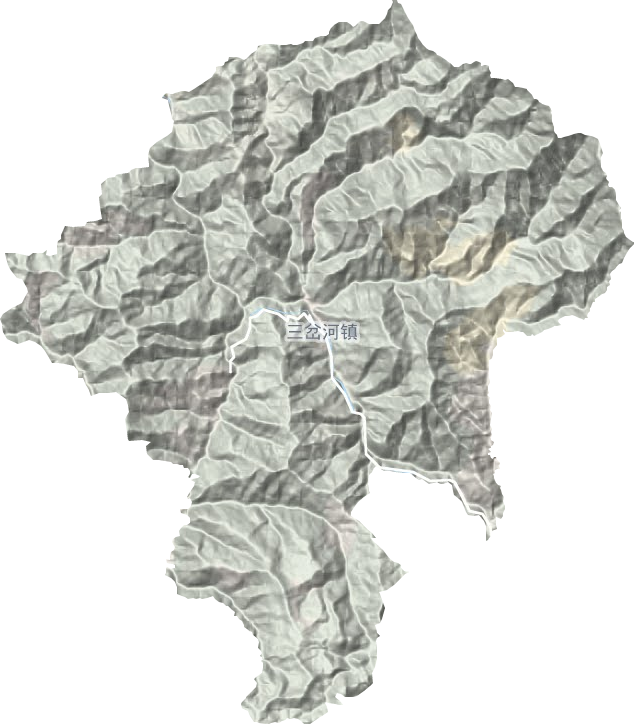 三岔河镇地形地图