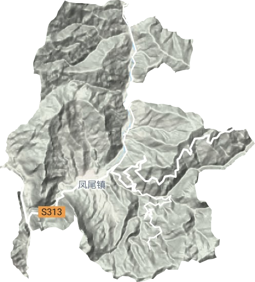 凤尾镇地形地图