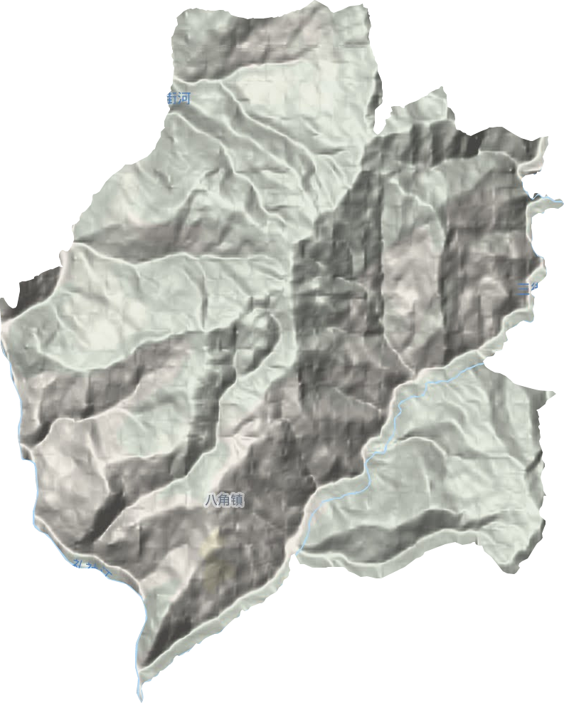 八角镇地形地图