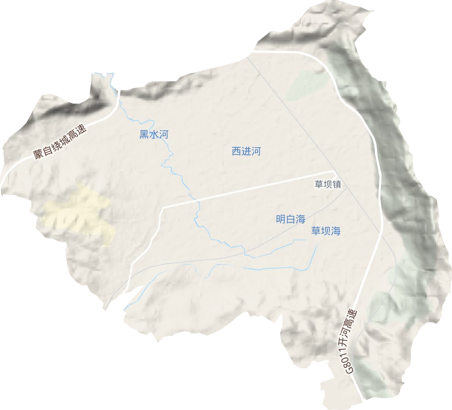草坝镇地形地图