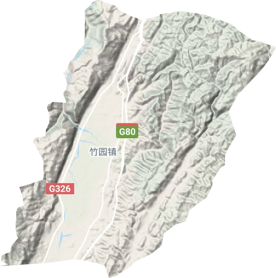 竹园镇地形地图