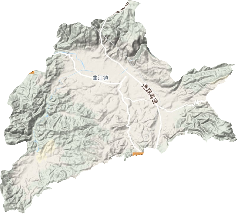 曲江镇地形地图