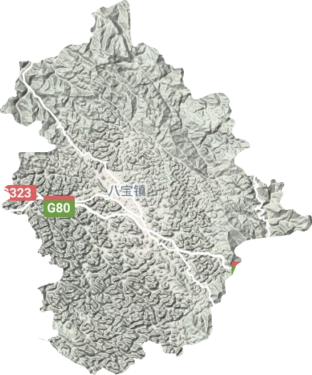 八宝镇地形地图