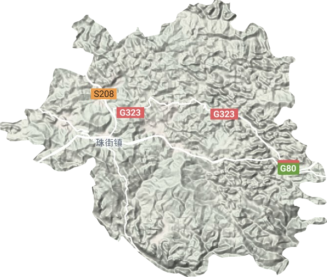 珠街镇地形地图