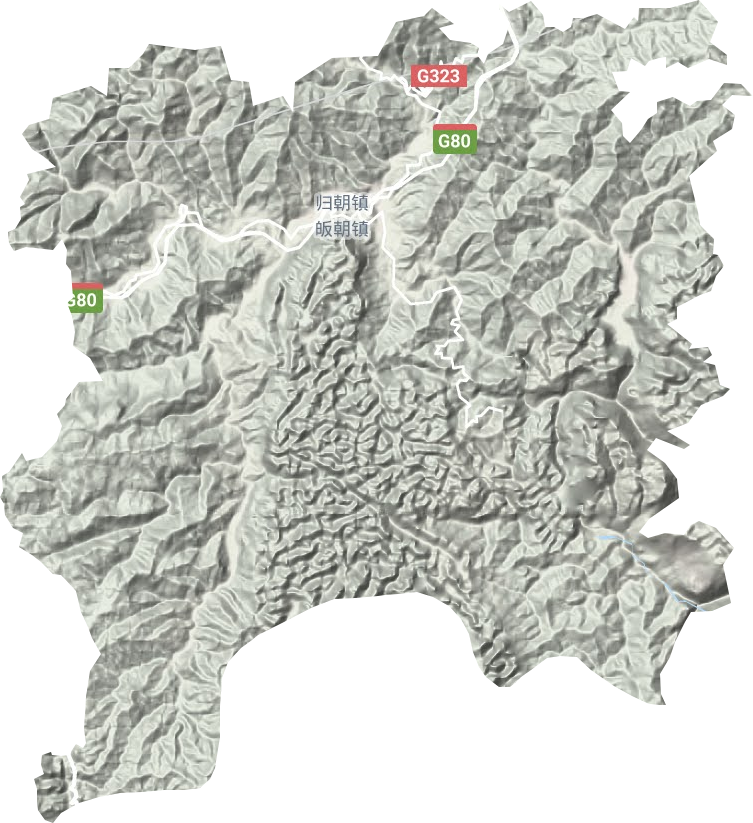 归朝镇地形地图