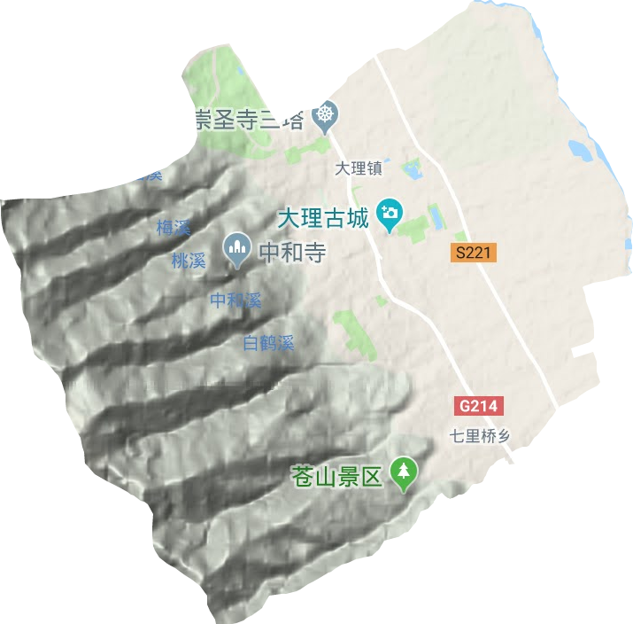 大理镇地形地图