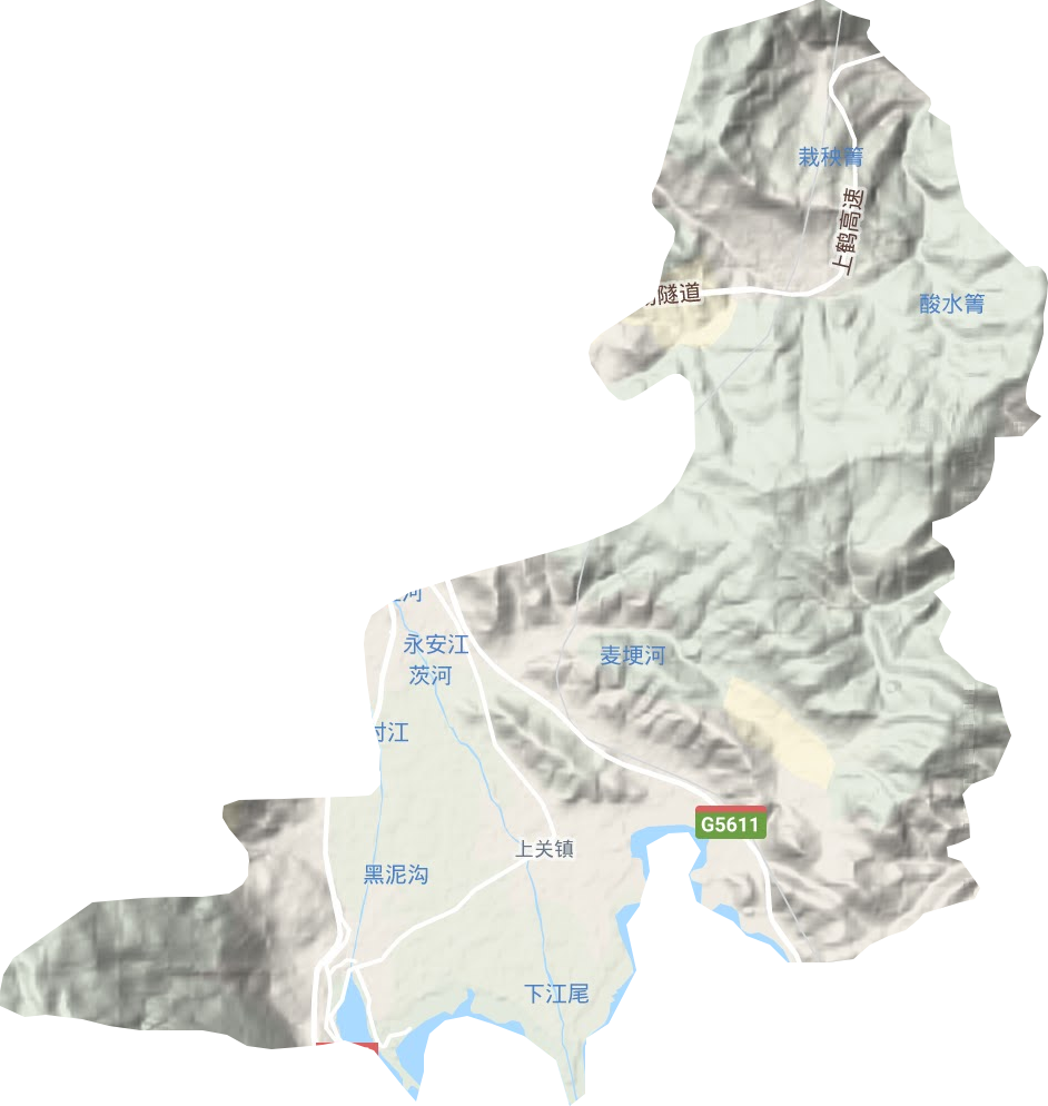上关镇地形地图
