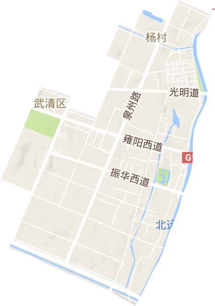 运河西街道地形地图