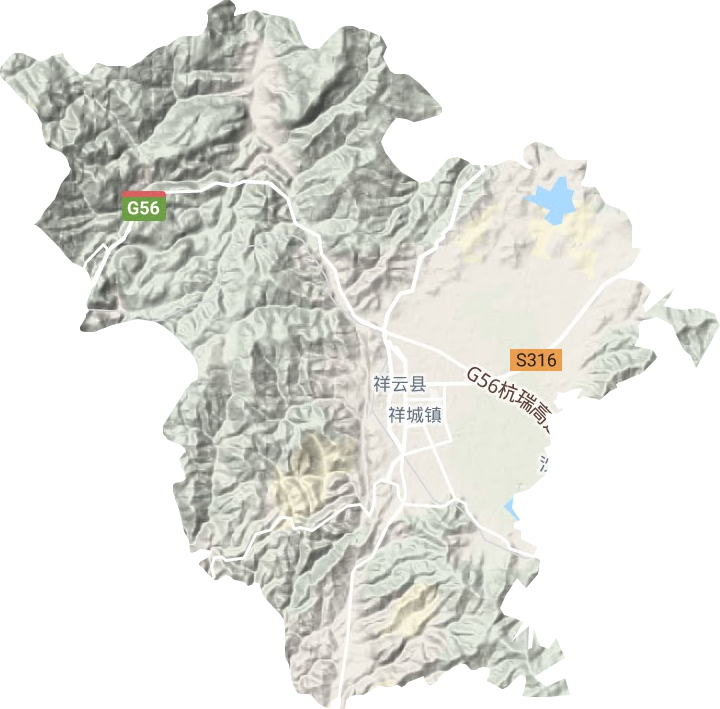 祥城镇地形地图