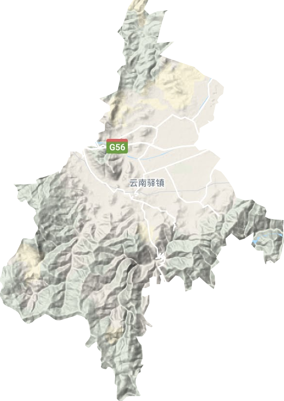 云南驿镇地形地图