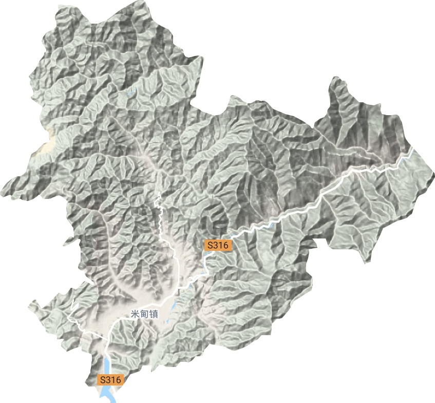 米甸镇地形地图