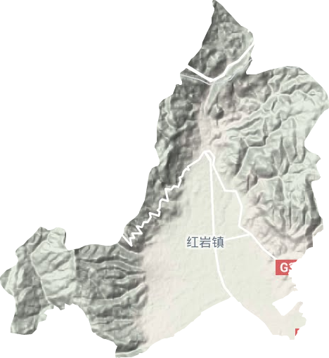 红岩镇地形地图