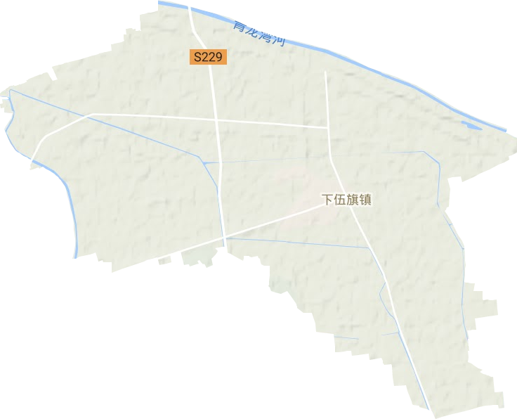 下伍旗镇地形地图