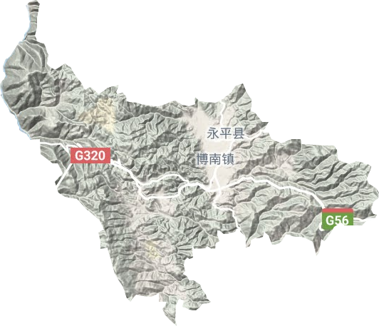 博南镇地形地图